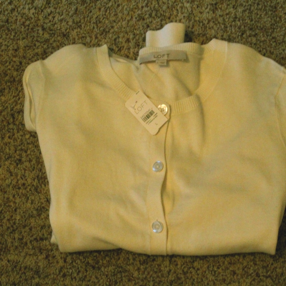 LOFT Large sweater nwt $59 ivory cardigan